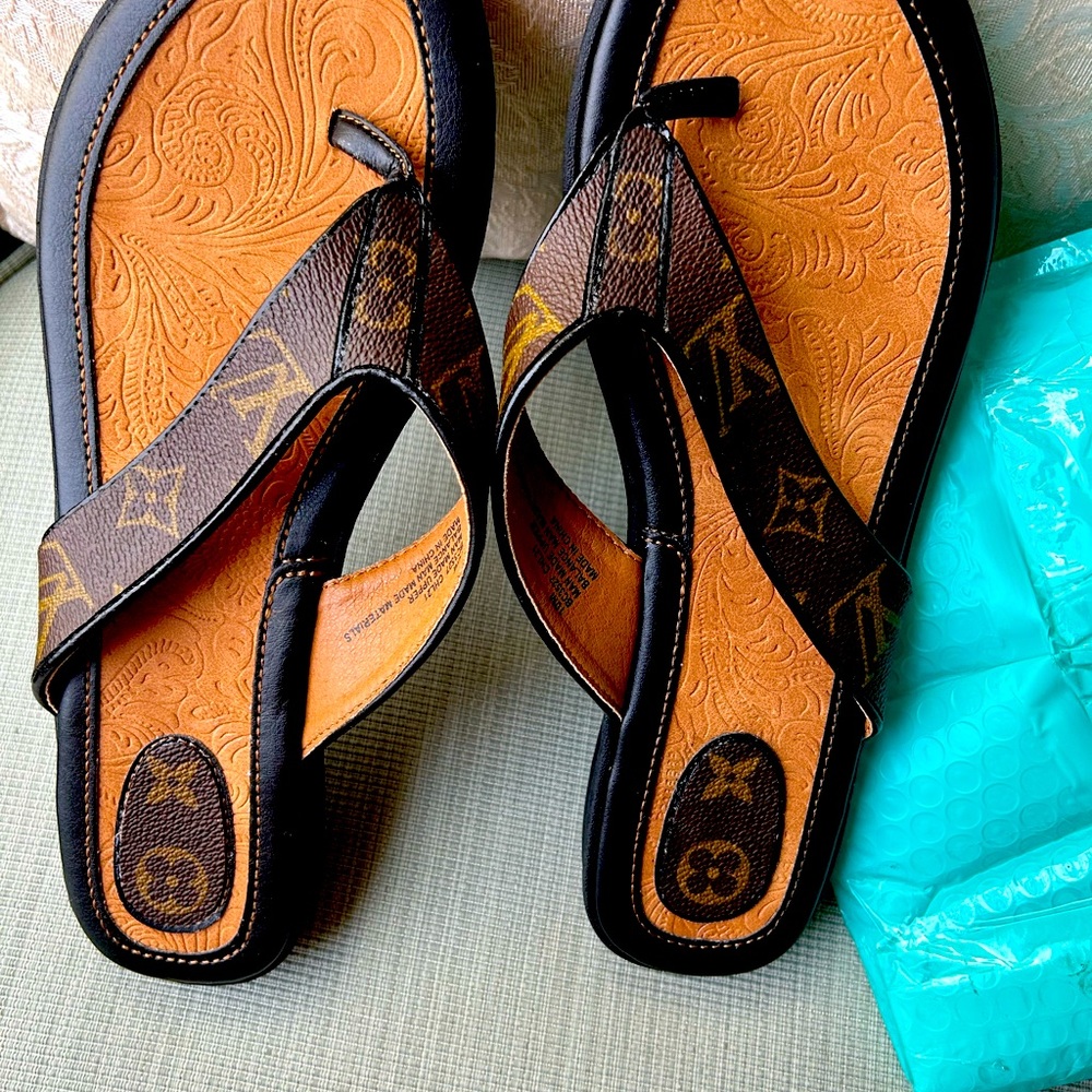 LV up cycled sandals.